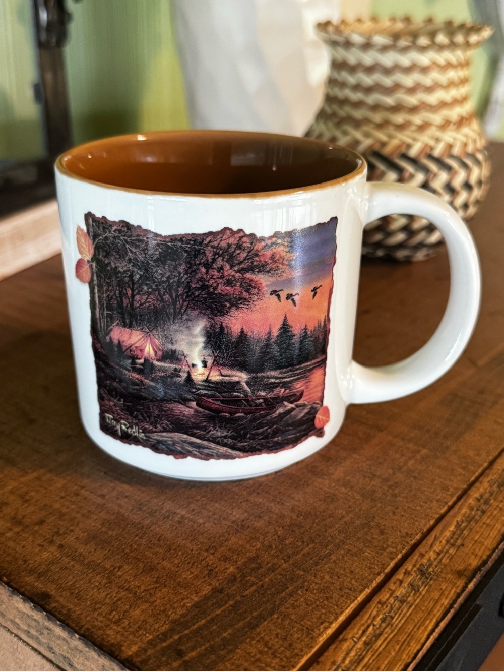 Evening Solitude Terry Redlin Coffee Mug Americana Wildlife Camping Tent Sunset